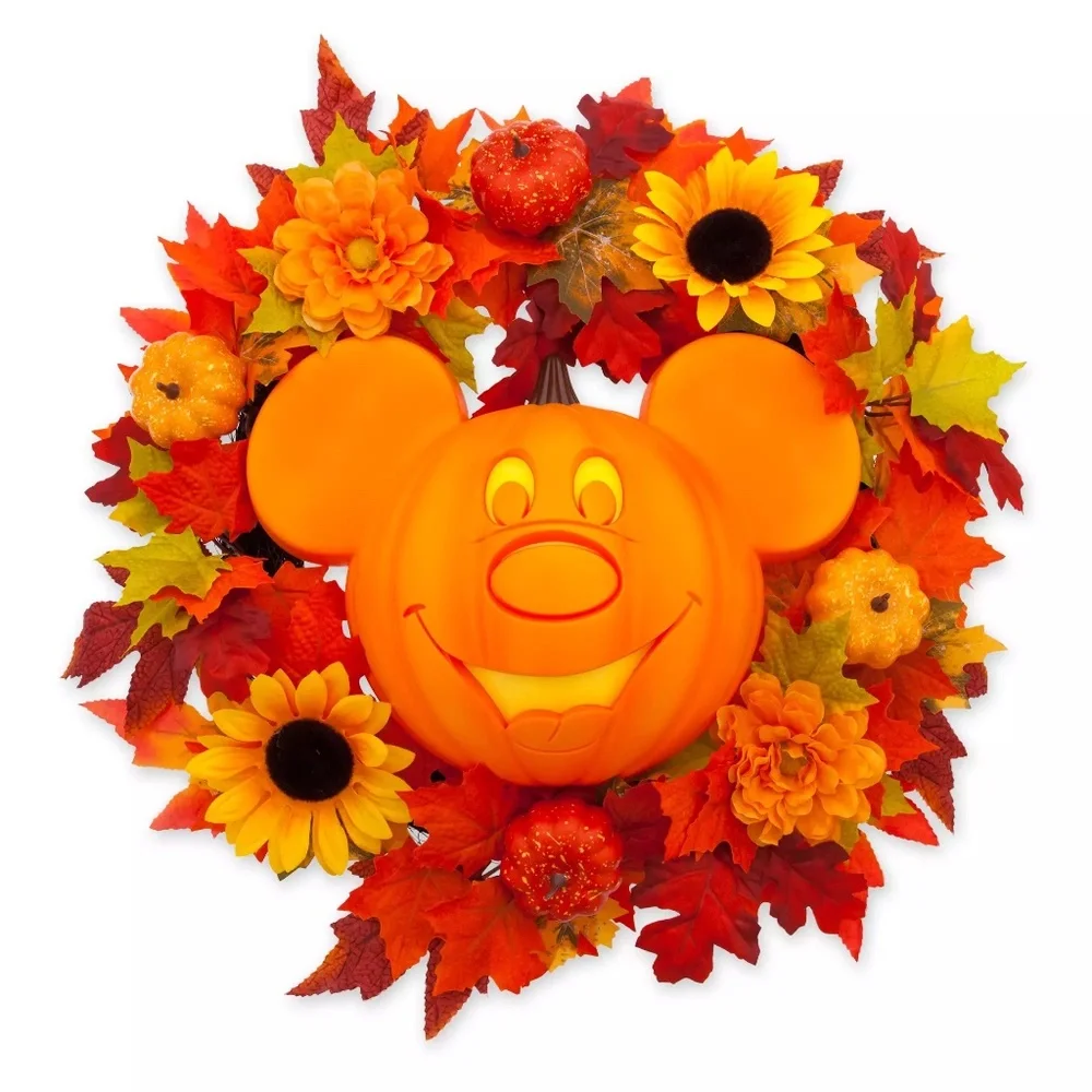 Disney Parks 2024 Halloween Mickey Mouse Jack o Lantern Pumpkin Wreath 16